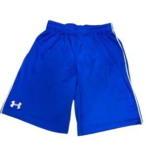 Under Armour Youth Medium Royal Blue Shorts w White Side Stripe & Mesh Pockets